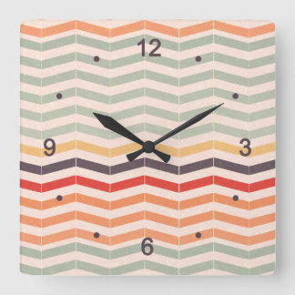 Horloge Carrée Vintage Chevron Zigzag