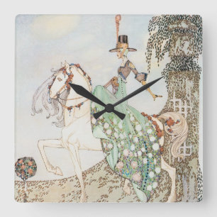 Horloge Carrée Vintage Conte de Fée, Princesse Minette, Kay Niels