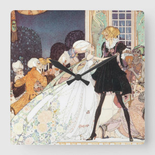 Horloge Carrée Vintage Douze Princesses Danseuses par Kay Nielsen