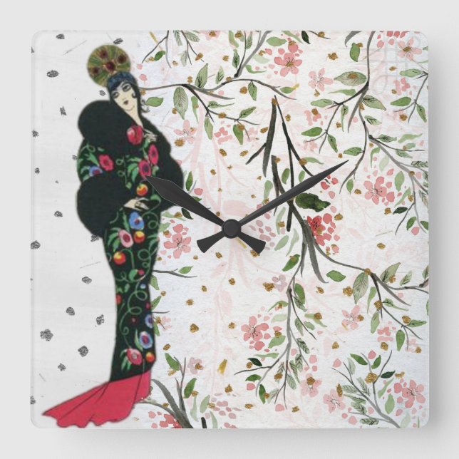 Horloge Carrée Vintage European Rectangle Wall Clock (Recto)