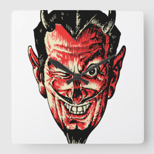 Horloge Carrée Vintage Halloween Red Devil Head