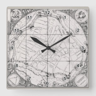 Horloge Carrée Vintage Karte Österreich Wien August Hirschvogel