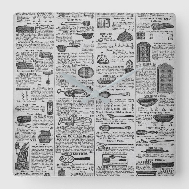 Horloge Carrée Vintage Kitchen (Recto)