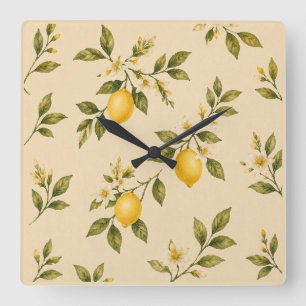 Horloge Carrée Vintage Lemon Blossom Wall Clock