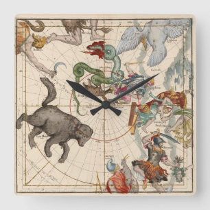 Horloge Carrée Vintage Map of the North Pole