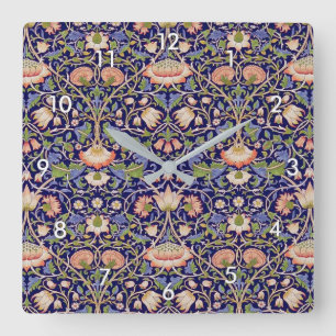 Horloge Carrée Vintage modèle floral, William Morris
