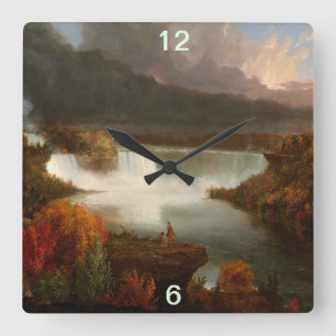 Horloge Carrée Vintage Thomas Cole Vue éloignée des chutes du Nia