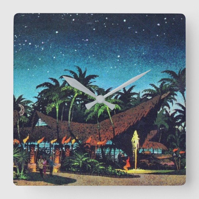 Horloge Carrée Vintage Tiki (Recto)