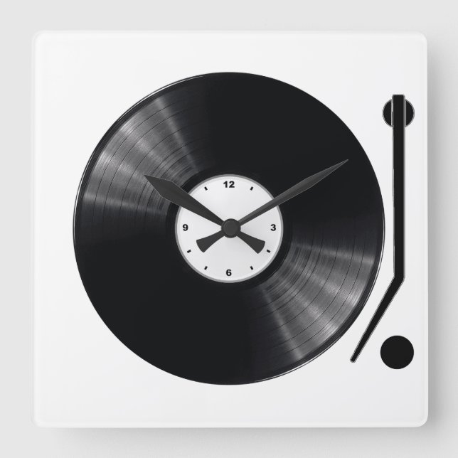 Horloge Carrée Vinyl Record Wall Clock (Recto)