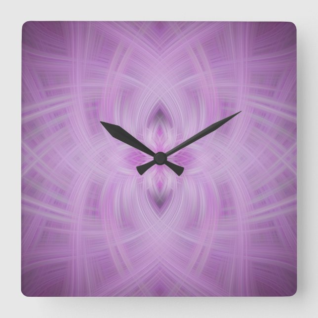 Horloge Carrée VIOLET - Art fractal - (Recto)