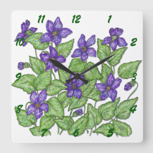 Horloge Carrée Violets