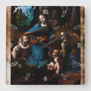 Horloge Carrée Virgin Of The Rocks by Léonard de Vinci