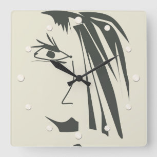 Horloge Carrée Visage abstrait, art.