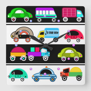 Horloge Carrée Voitures amusantes