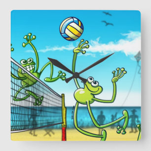 Horloge Carrée Volley-ball Frog
