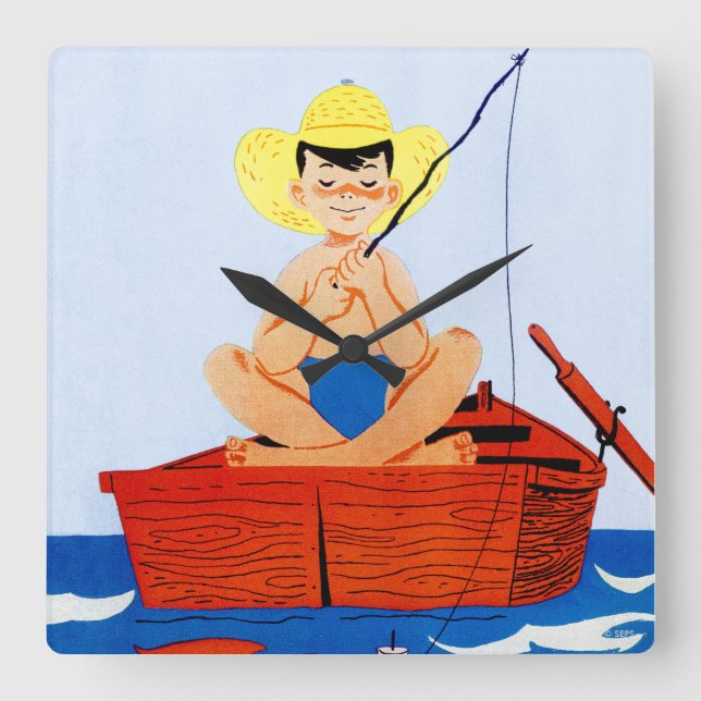 Horloge Carrée Vont les poissons (Recto)