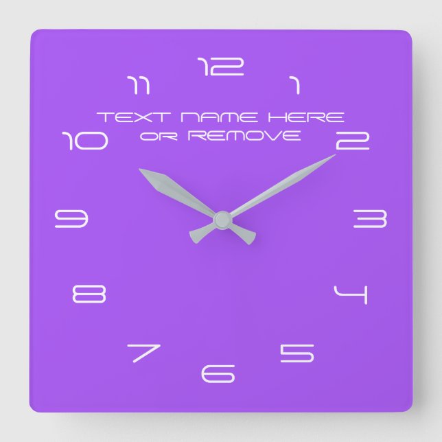 Horloge Carrée Vos couleurs Numéros de texte Police Personnalisée (Recto)