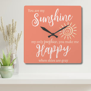 Horloge Carrée Vous êtes mon soleil me rendre heureux pêche avec