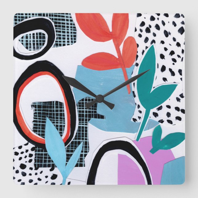 Horloge Carrée Voyage Abstrait (Recto)