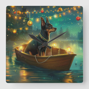 Horloge Carrée Voyage de Noël australien Kelpie