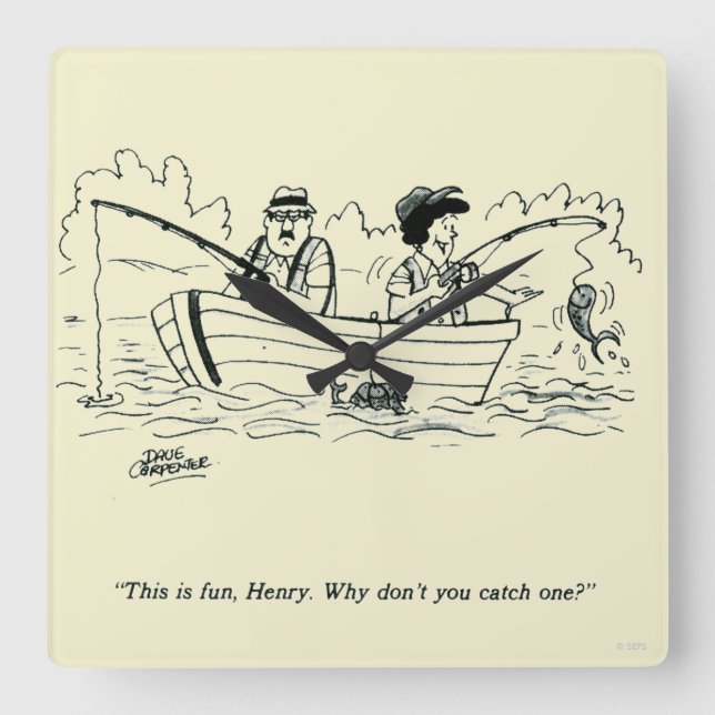 Horloge Carrée Voyage de pêche (Recto)