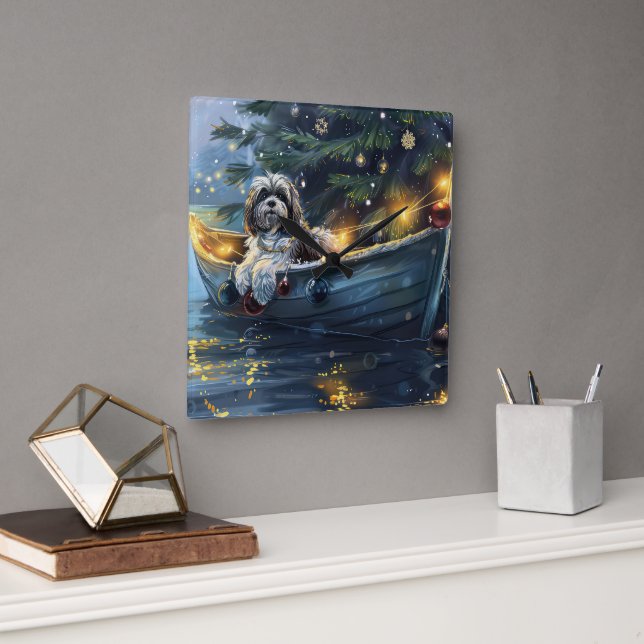 Horloge Carrée Voyage festif de Noël Havanais (Bureau)