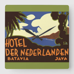 Horloge Carrée Voyage Vintage Jakarta Indonésie Hôtel Nederlanden