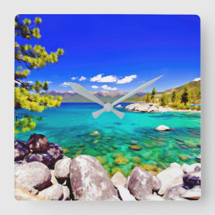 Horloge Carrée Vue du lac Tahoe