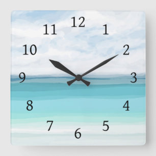 Horloge Carrée Vue mer 282 Océan Turquoise