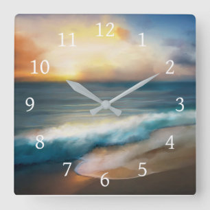 Horloge Carrée Vue mer Océan 283 Coucher de soleil