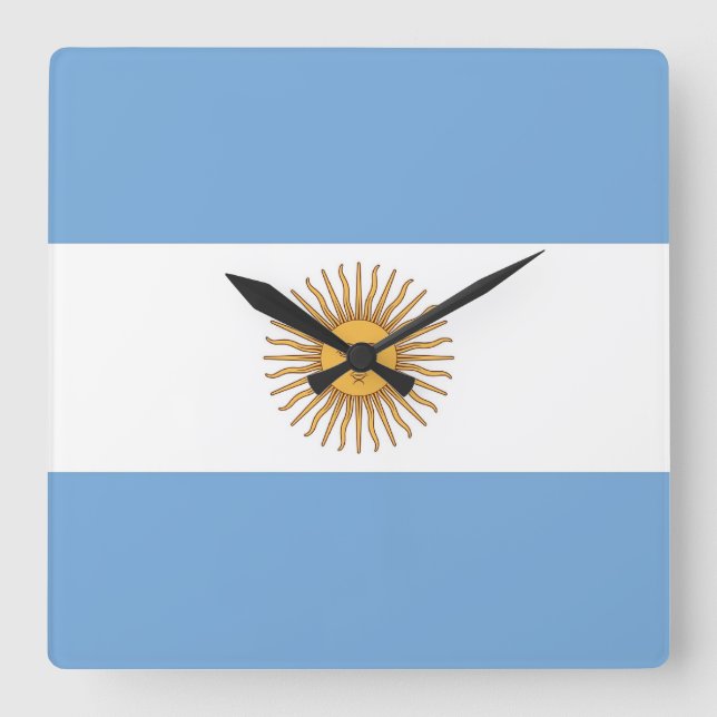 Horloge Carrée Wall Clock with Flag of Argentina (Recto)