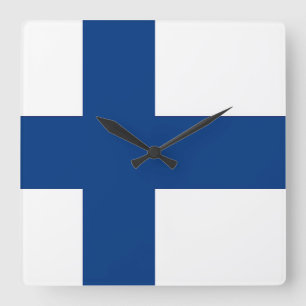 Horloge Carrée Wall Clock with Flag of Finland