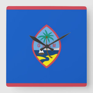 Horloge Carrée Wall Clock with Flag of Guam, USA