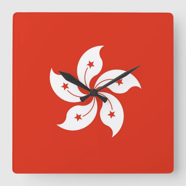 Horloge Carrée Wall Clock with Flag of Hong Kong, Chine (Recto)