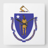 Wall Clock with Flag of Massachusetts aux États-Un