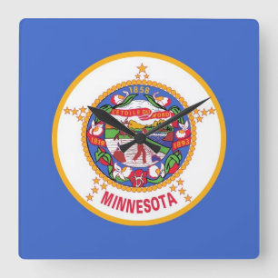 Horloge Carrée Wall Clock with Flag of Minnesota, USA