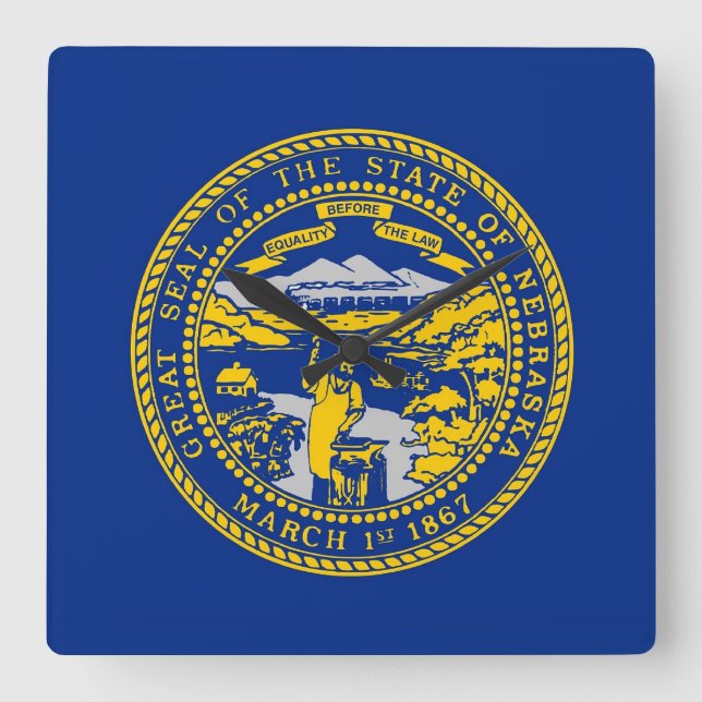 Horloge Carrée Wall Clock with Flag of Nebraska, USA (Recto)