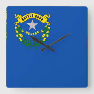 Horloge Carrée Wall Clock with Flag of Nevada, USA