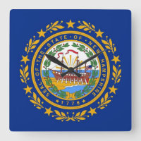 Wall Clock with Flag of New Hampshire, USA