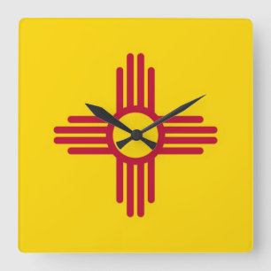 Horloge Carrée Wall Clock with Flag of Nouveau-Mexique, États-Uni