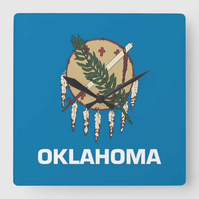 Horloge Carrée Wall Clock with Flag of Oklahoma, USA (Recto)