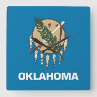 Wall Clock with Flag of Oklahoma, USA