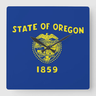 Horloge Carrée Wall Clock with Flag of Oregon, USA