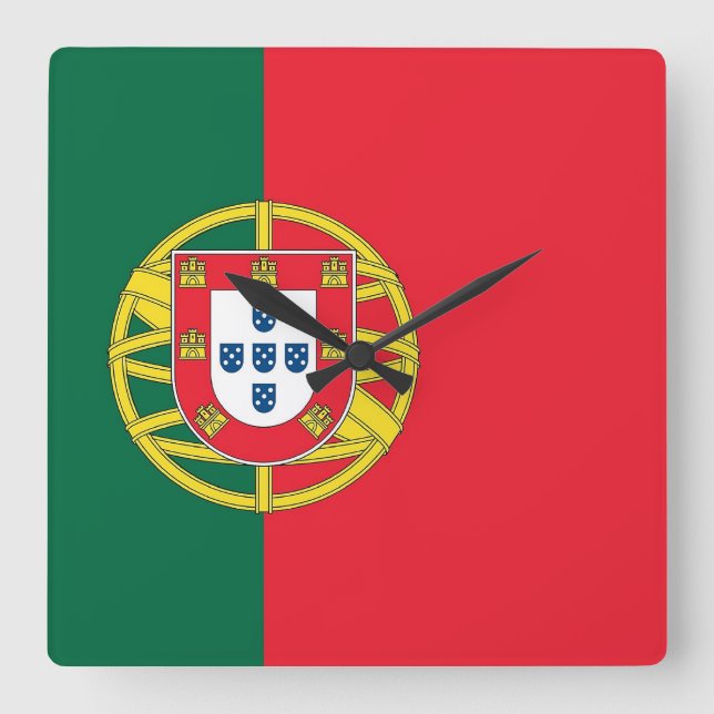 Horloge Carrée Wall Clock with Flag of Portugal (Recto)