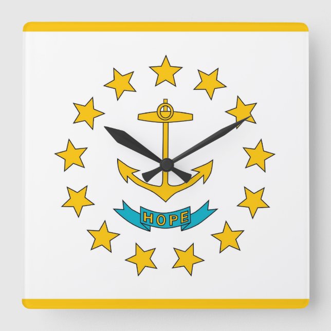 Horloge Carrée Wall Clock with Flag of Rhode Island, USA (Recto)