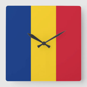 Horloge Carrée Wall Clock with Flag of Romania