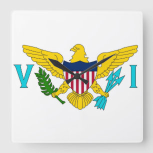 Horloge Carrée Wall Clock with Flag of Virgin Islands, États-Unis