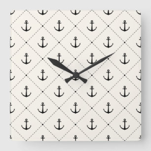 Horloge Carrée Wall Clocks Anchors Away, Nautical Design