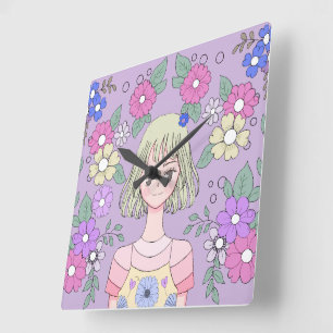 Horloge Carrée Wall Watch de yuan no collection de Hana