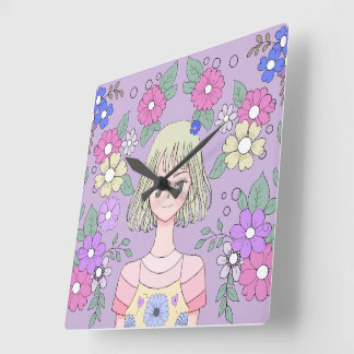 Horloge Carrée Wall Watch de yuan no collection de Hana